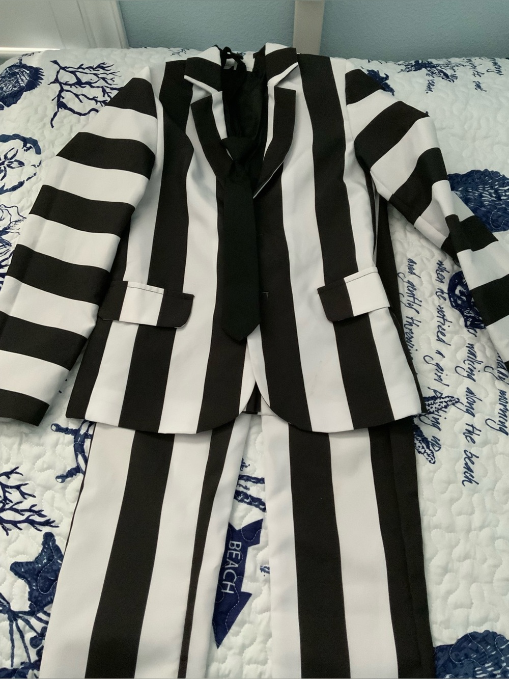 Beetlejuice black & white Striped Kids Costume Suit